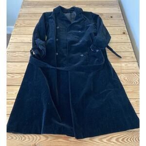 Vintage Drizzle Inc. Velvet Trench Coat Size Medium Women’s Black